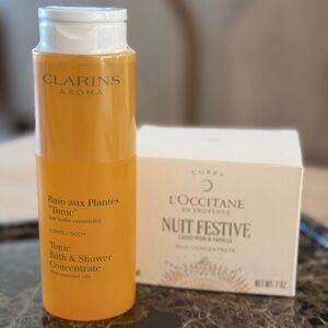 L'OCCITANE Nuit Festive Milk Concentrate & Clarins Tonic